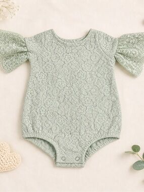 Cat & Jack Lace Long-Sleeve Baby One-Piece in Light Mint